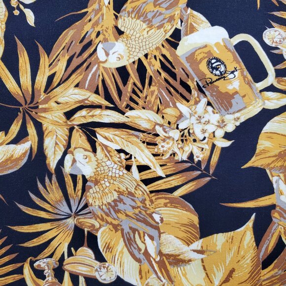Panama Jack Hawaiian Shirt Tropical Flowers and Beer Mugs Gold Black Men Sz XL - Picture 8 of 11